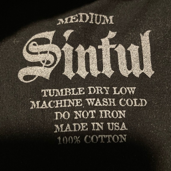 Sinful brand, size medium, 100% cotton, black and gray tee - Picture 8 of 8